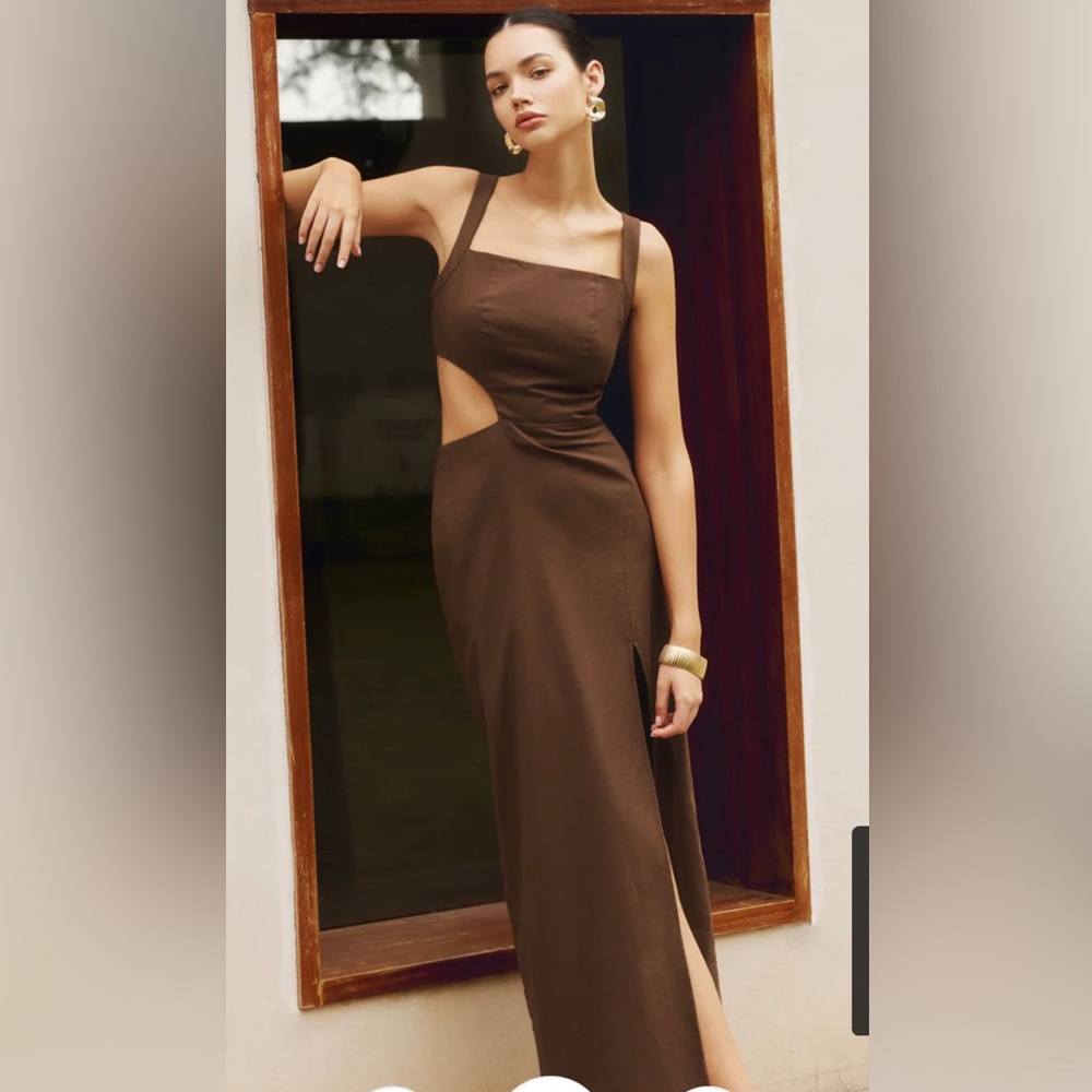 NWT unworn brown Commense Linen Dress size Med